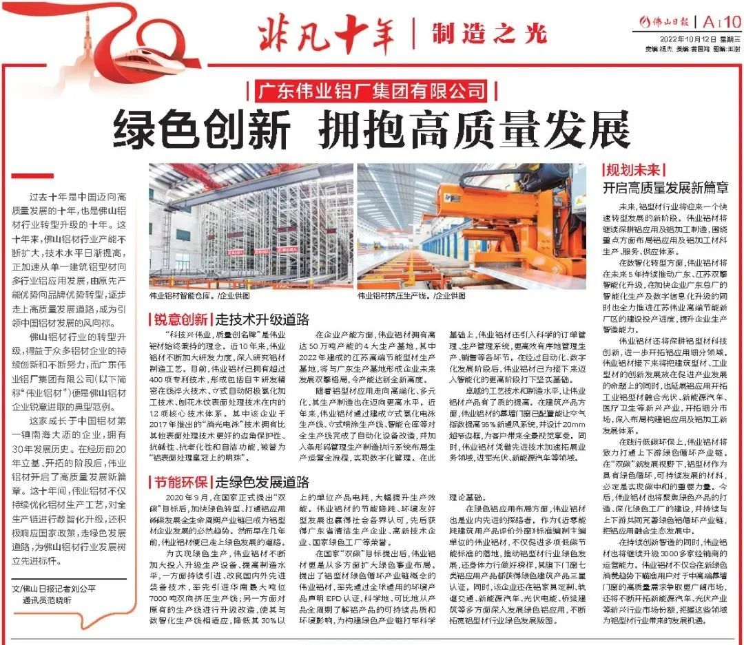 凯时铝材：绿色立异，，，，，，拥抱高质量生长 | 佛山日报专题报道
